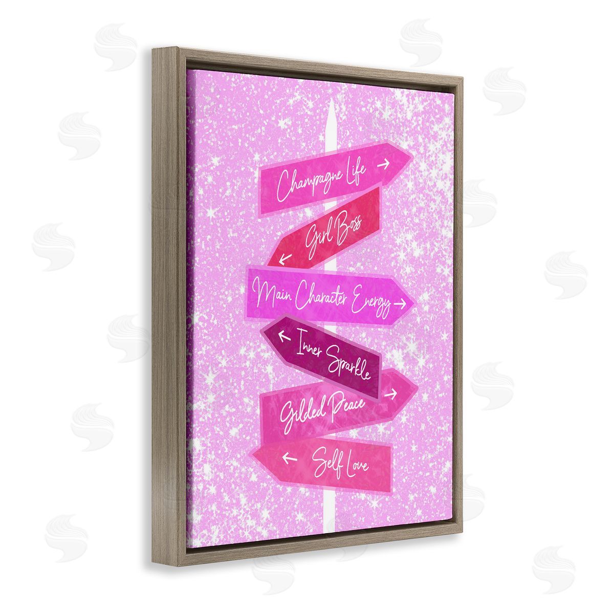 Ziwei Li Confident Glam Sign Posts Brown Floating Frame Canvas Art Print