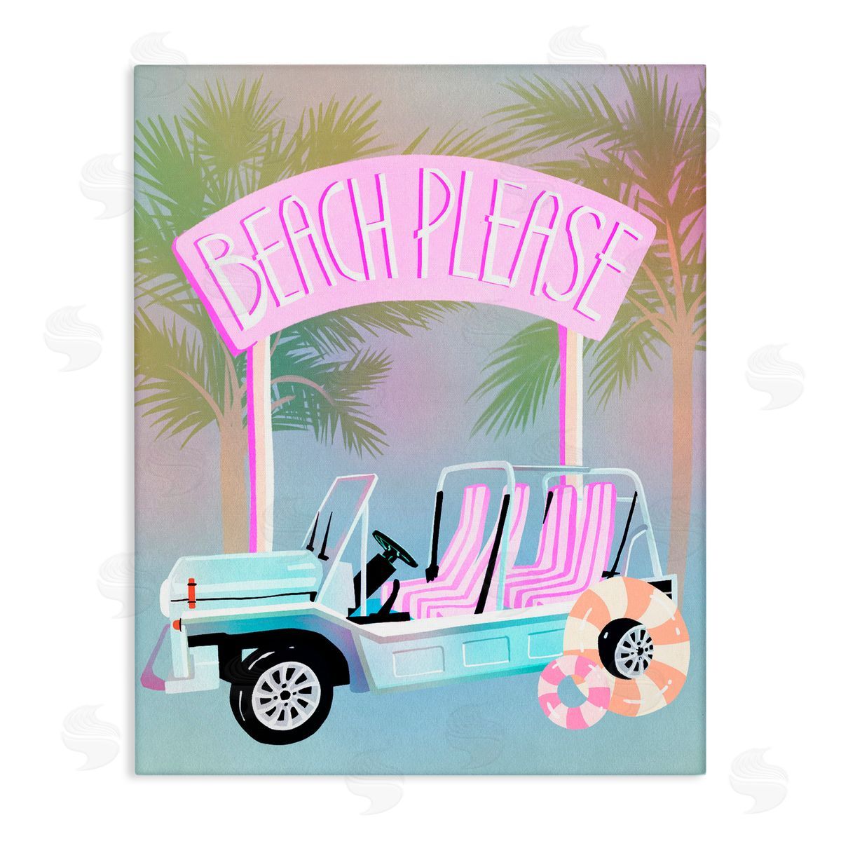 Ziwei Li Beach Please Summer Car Canvas Wall Art Print