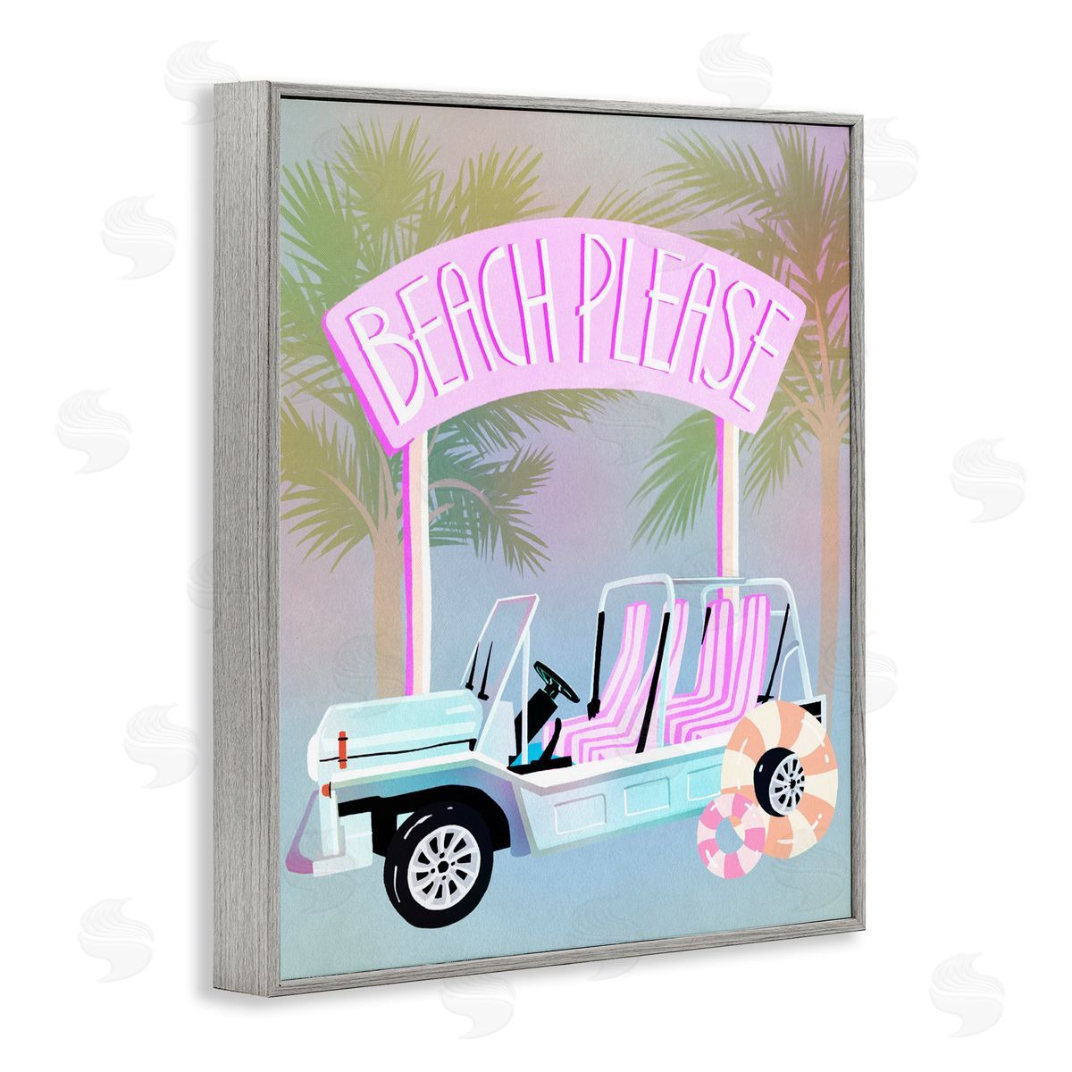 Ziwei Li Beach Please Summer Car Gray Framed Giclee Art Print