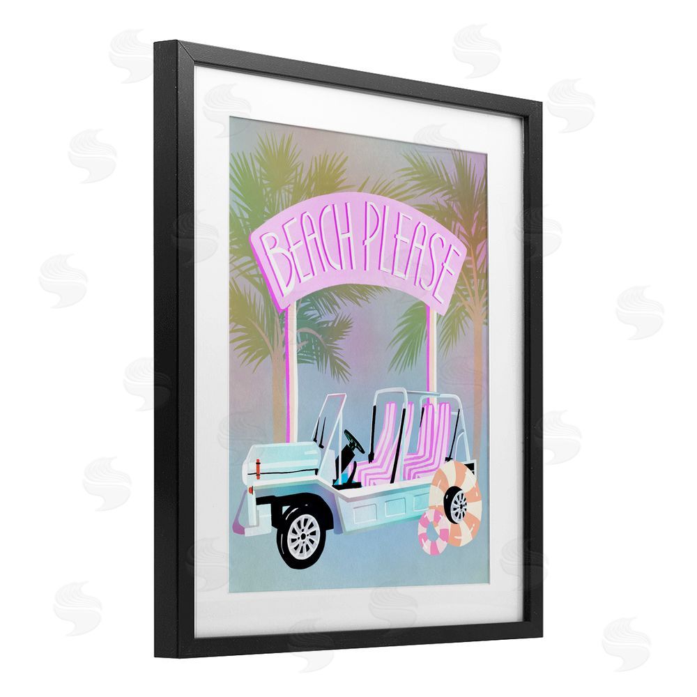 Ziwei Li Beach Please Summer Car Black Framed Print Under Glass Art