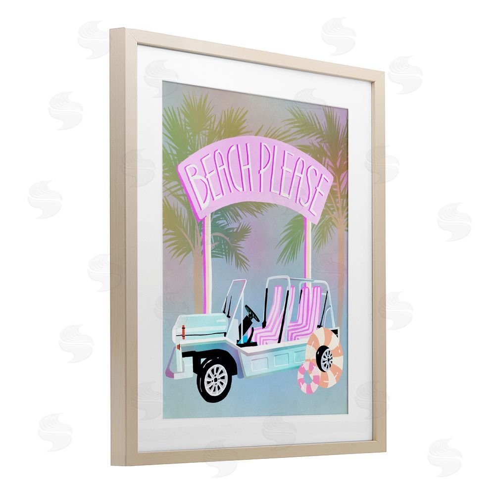 Ziwei Li Beach Please Summer Car Birch Framed Print Under Glass Art