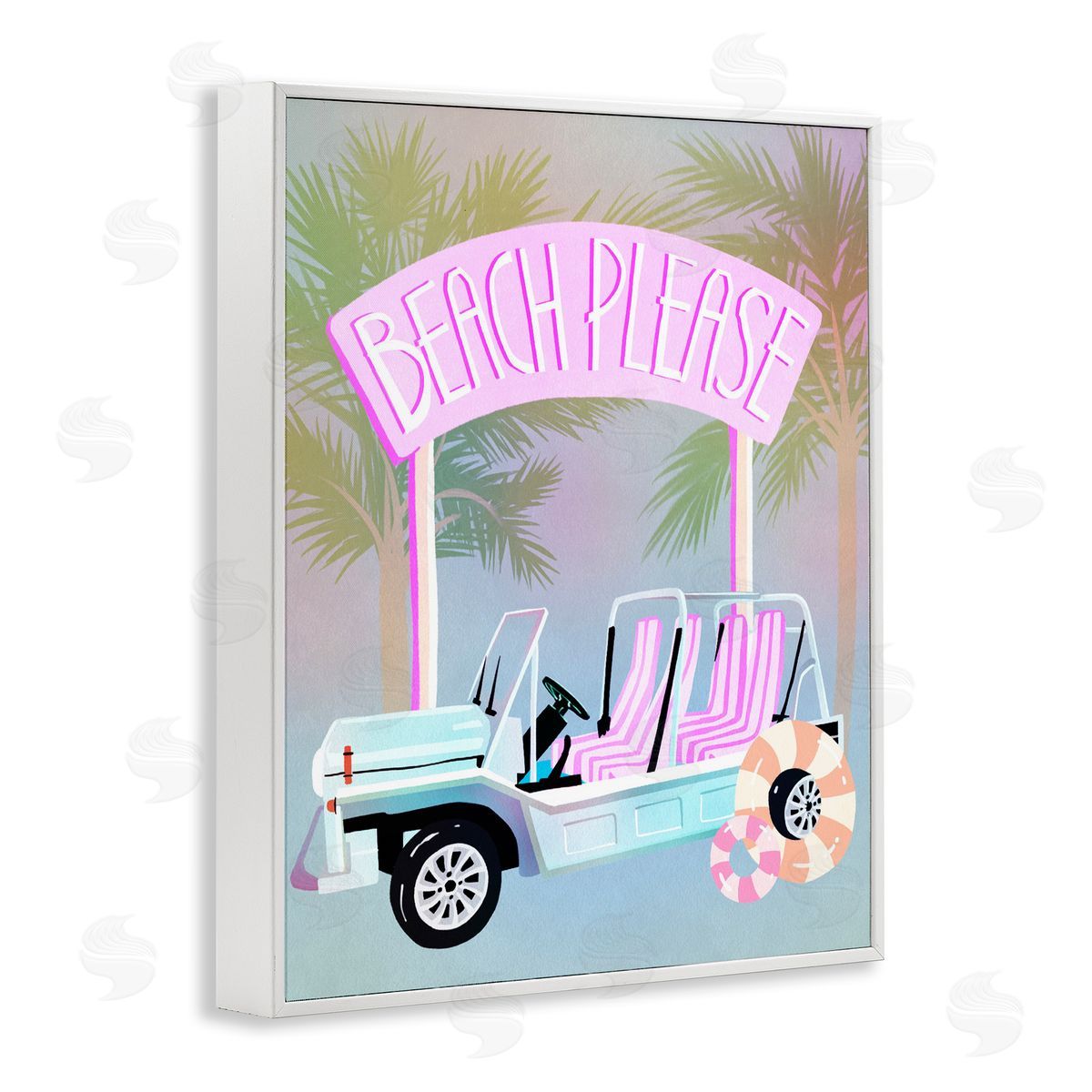Ziwei Li Beach Please Summer Car White Frame Giclee Art Print