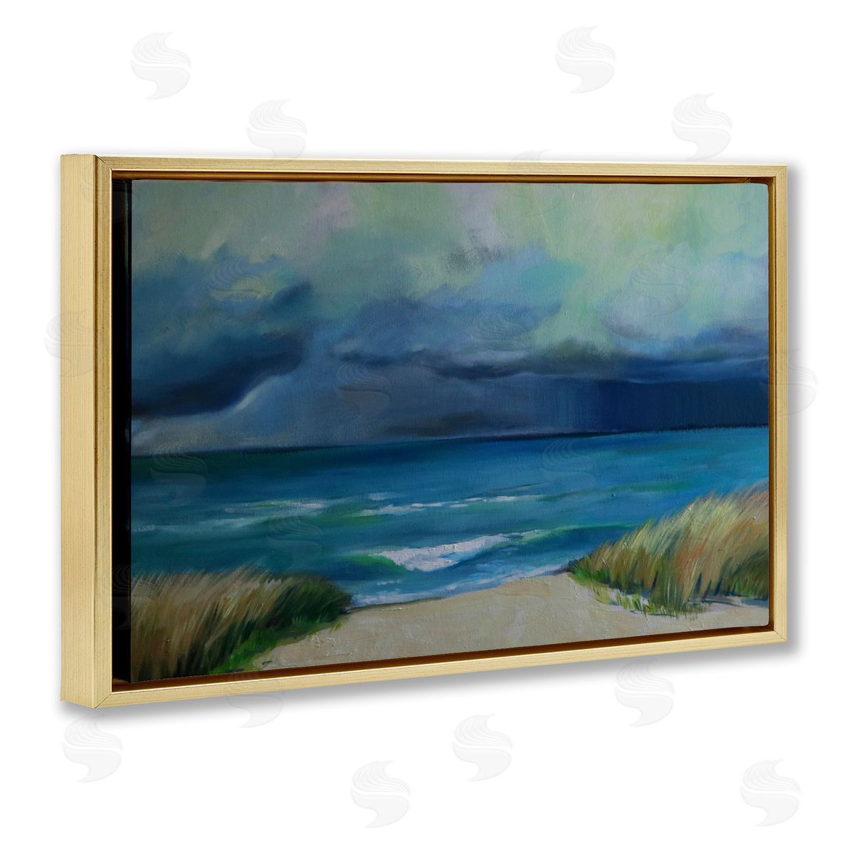 Violeta Vollmer Stormy Beach Seascape Canvas Wall Art Print