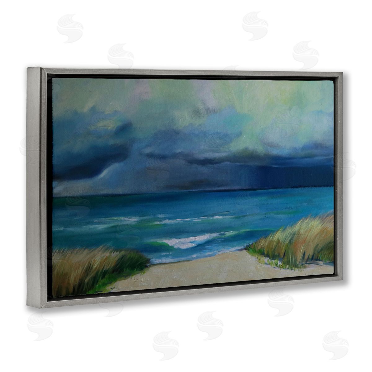 Violeta Vollmer Stormy Beach Seascape Canvas Wall Art Print