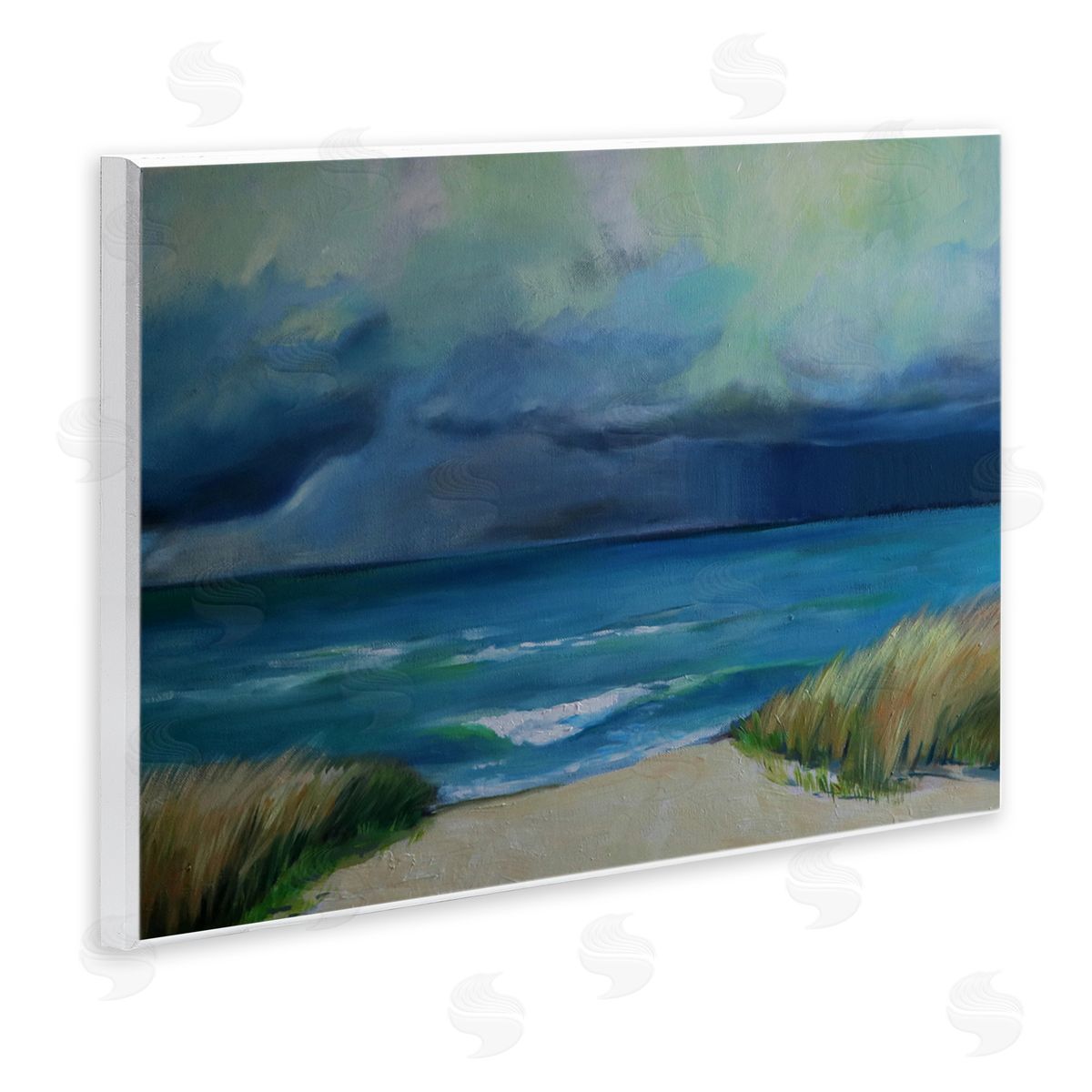 Violeta Vollmer Stormy Beach Seascape Canvas Wall Art Print