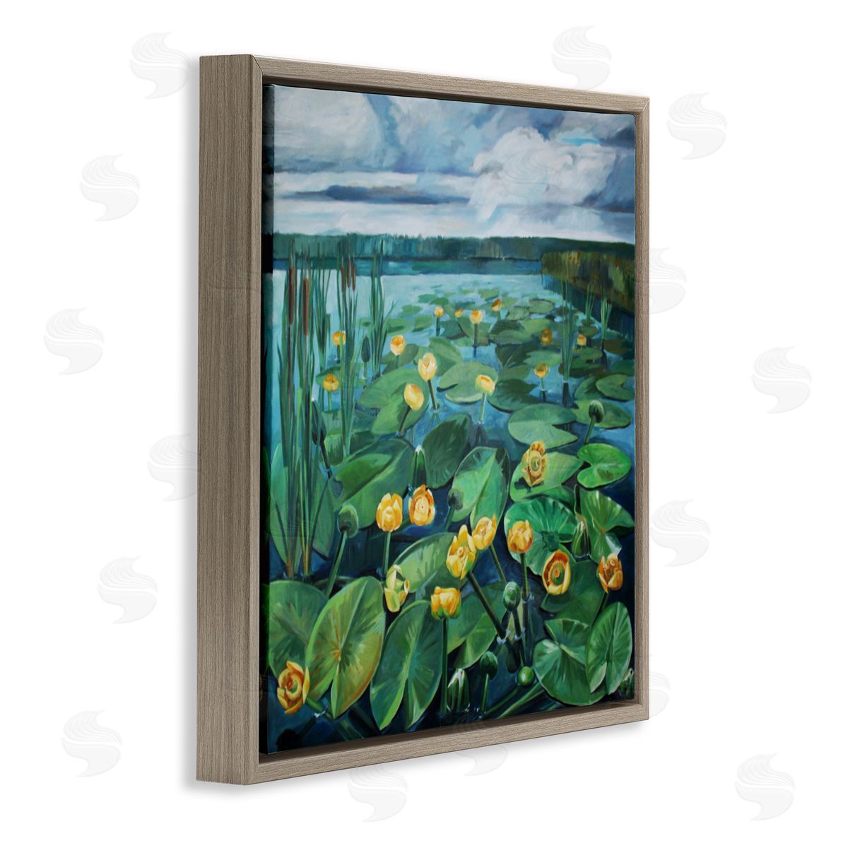 Violeta Vollmer Pond Lilies with Clouds Overhead Canvas Wall Art Print