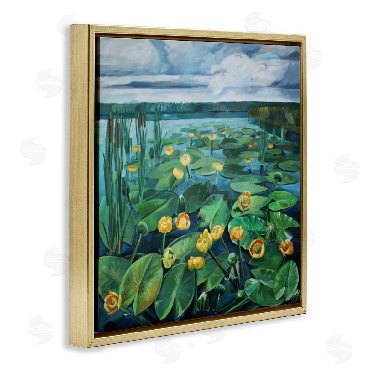 Violeta Vollmer Pond Lilies with Clouds Overhead Canvas Wall Art Print