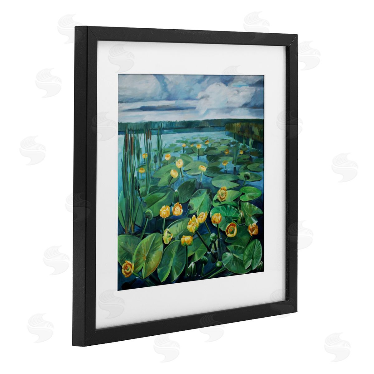 Violeta Vollmer Pond Lilies with Clouds Overhead Canvas Wall Art Print