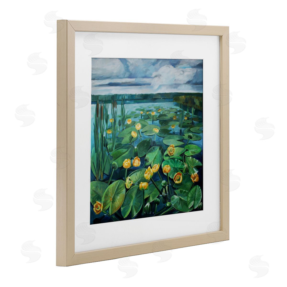 Violeta Vollmer Pond Lilies with Clouds Overhead Canvas Wall Art Print