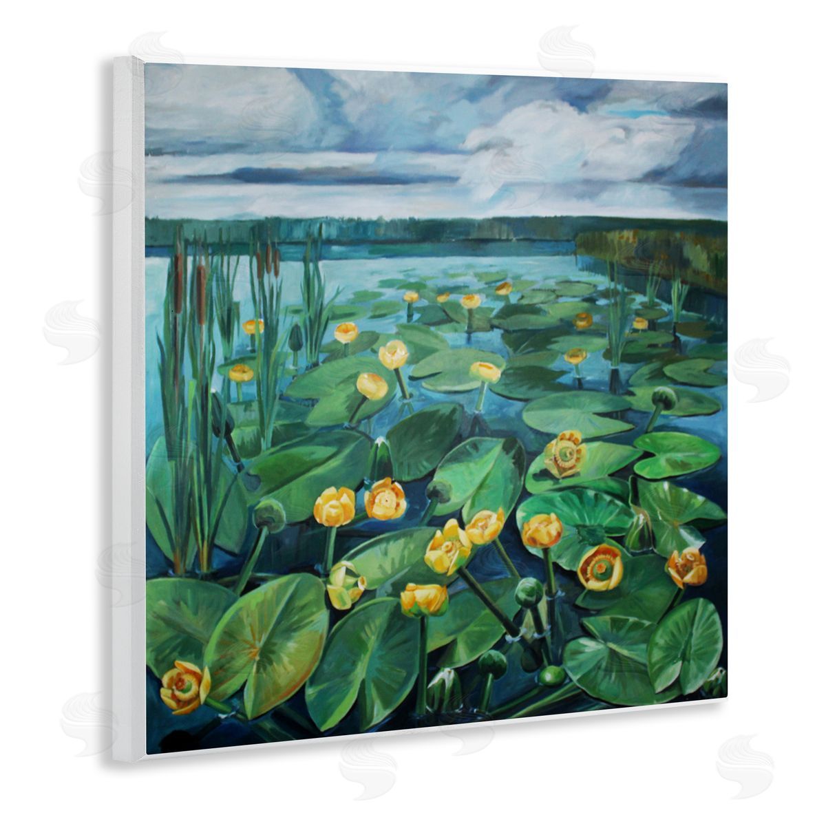Violeta Vollmer Pond Lilies with Clouds Overhead Canvas Wall Art Print