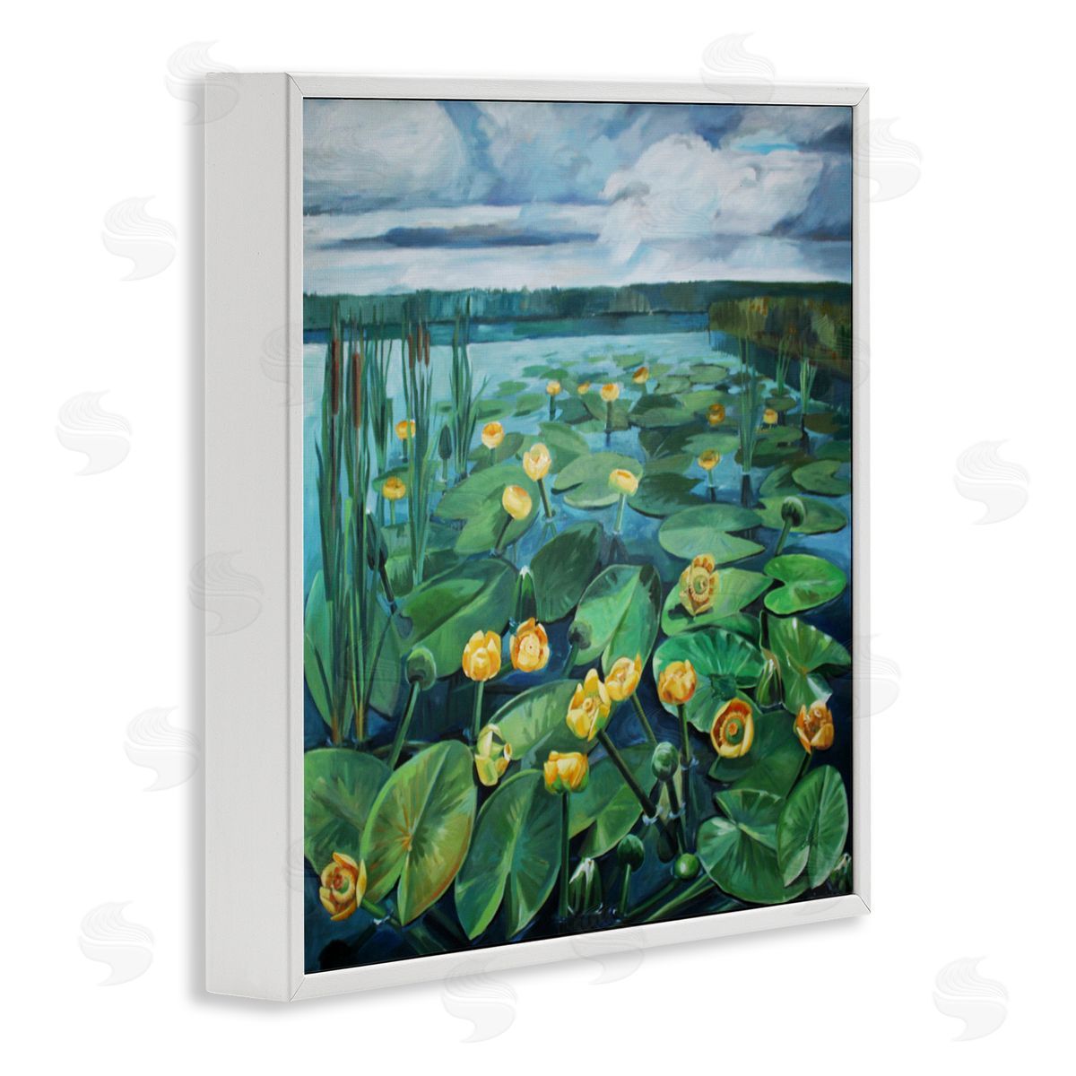 Violeta Vollmer Pond Lilies with Clouds Overhead Canvas Wall Art Print