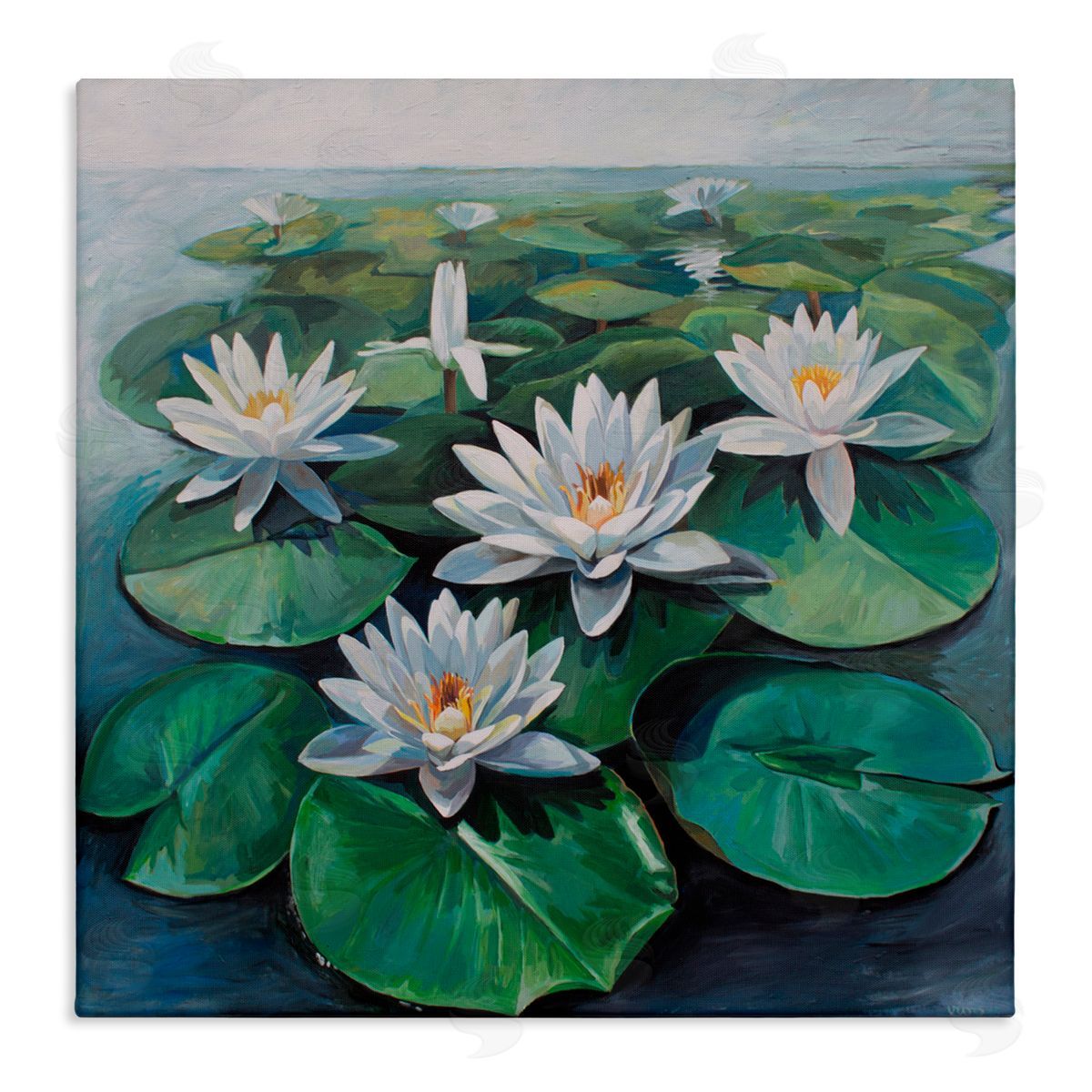Violeta Vollmer Peaceful Lily Pad Pond Canvas Wall Art Print
