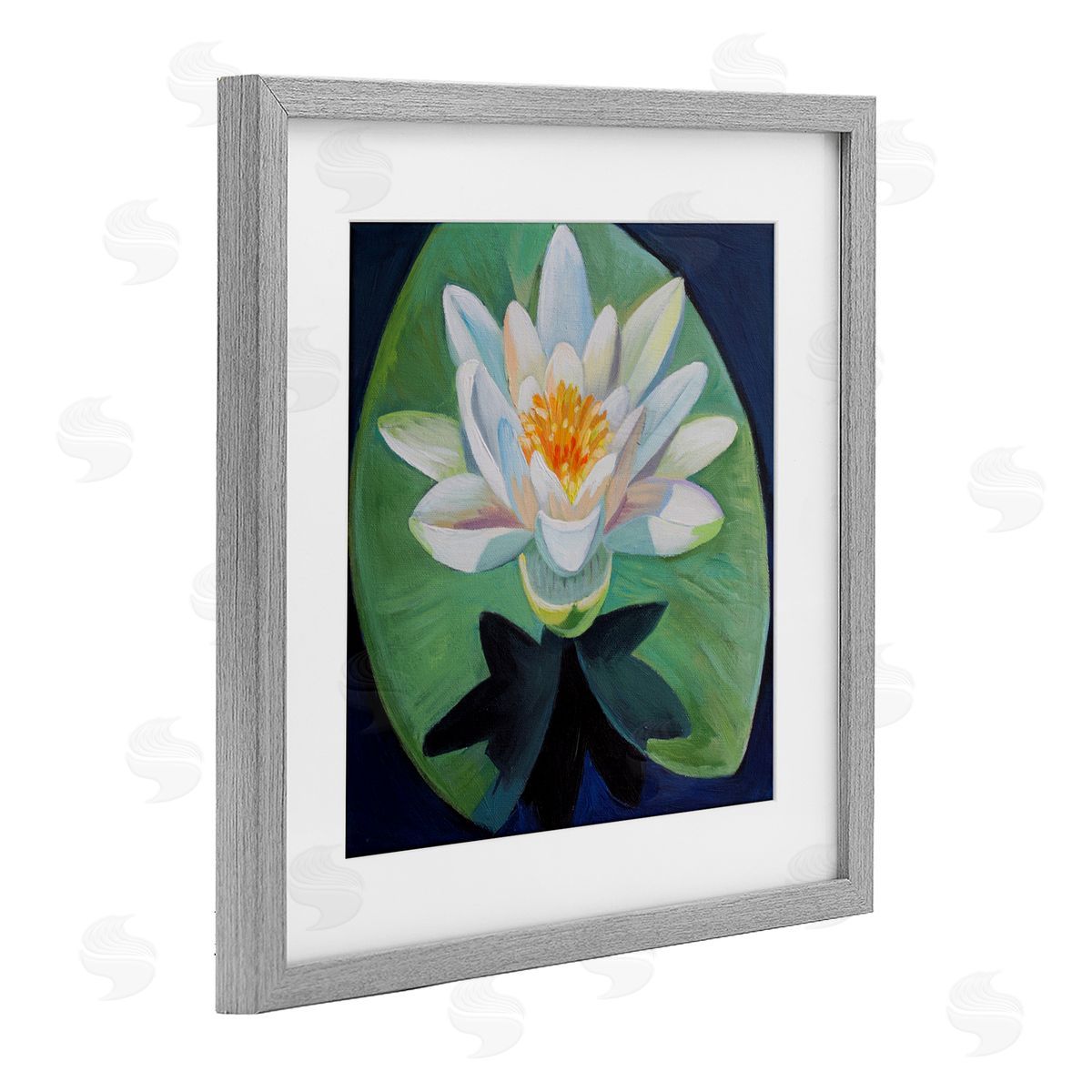 Violeta Vollmer Elegant Lotus & Lily Pad Canvas Wall Art Print