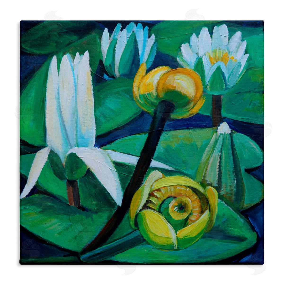 Violeta Vollmer Yellow & White Pond Lilies Canvas Wall Art Print