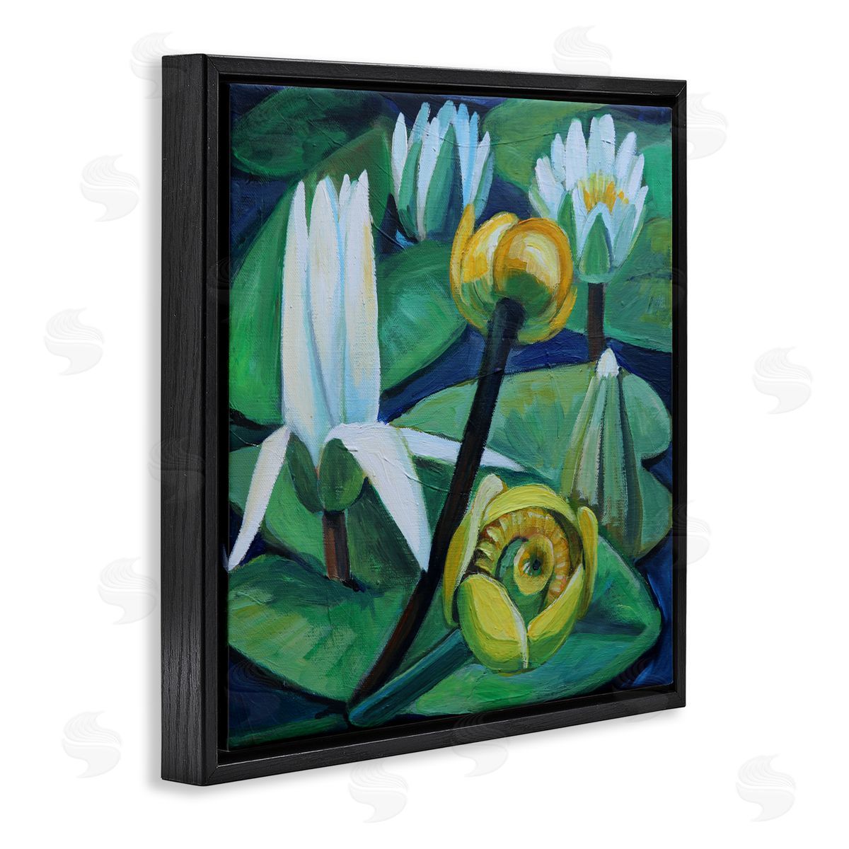 Violeta Vollmer Yellow & White Pond Lilies Canvas Wall Art Print