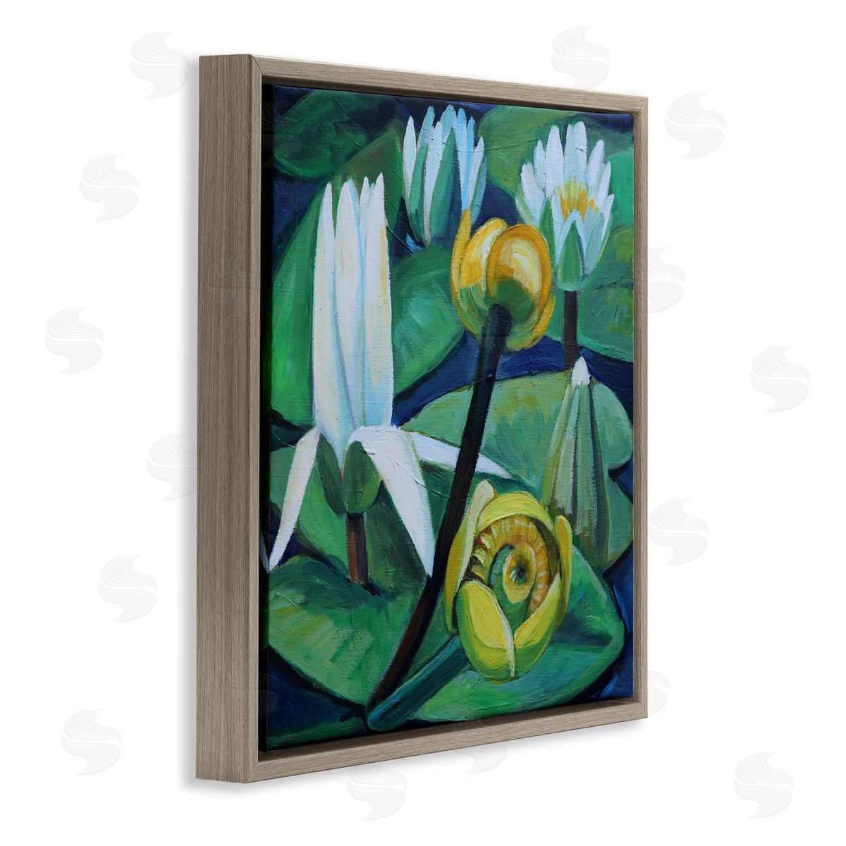 Violeta Vollmer Yellow & White Pond Lilies Canvas Wall Art Print
