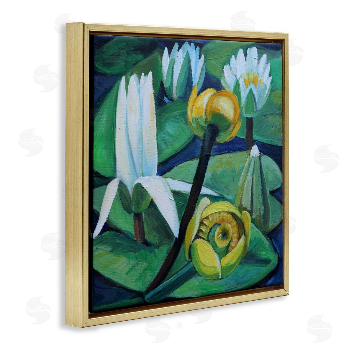 Violeta Vollmer Yellow & White Pond Lilies Canvas Wall Art Print
