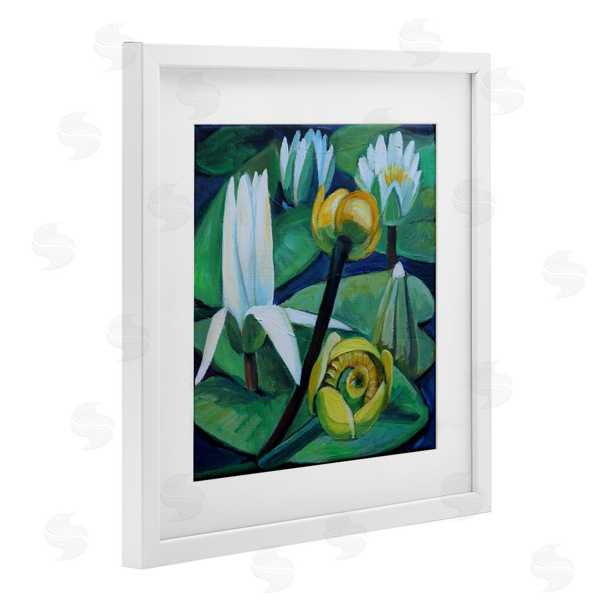Violeta Vollmer Yellow & White Pond Lilies Canvas Wall Art Print