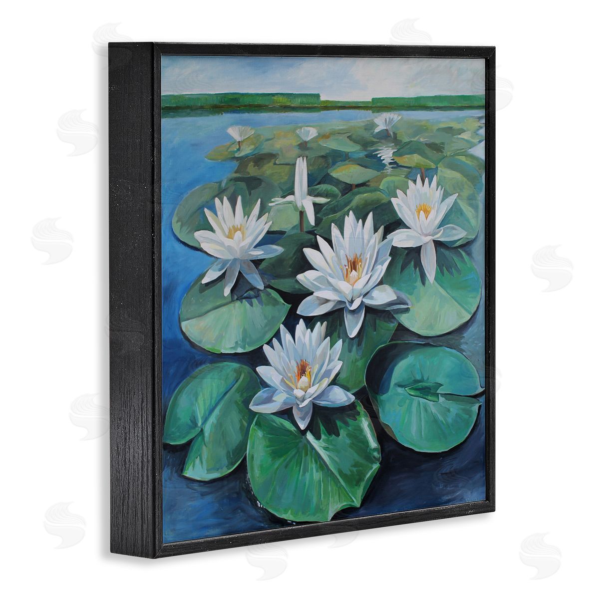 Violeta Vollmer White Pond Lilies Group Canvas Wall Art Print