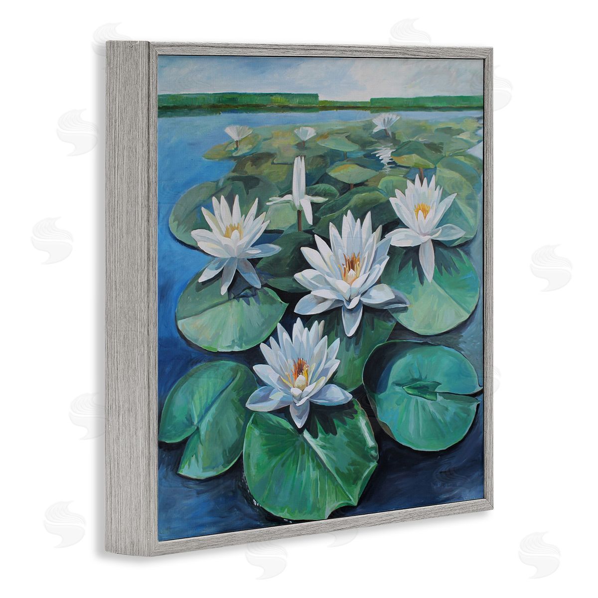 Violeta Vollmer White Pond Lilies Group Canvas Wall Art Print
