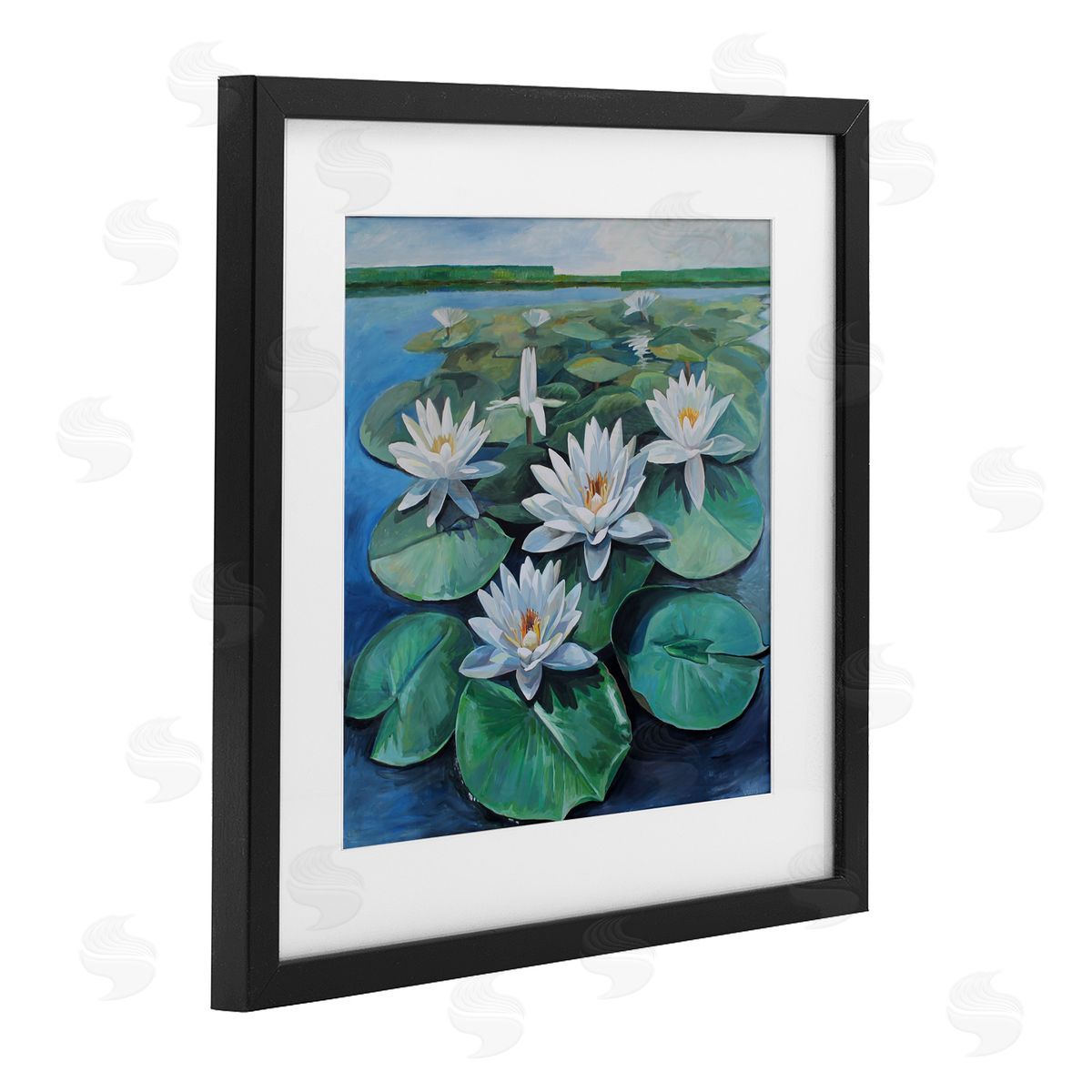 Violeta Vollmer White Pond Lilies Group Canvas Wall Art Print