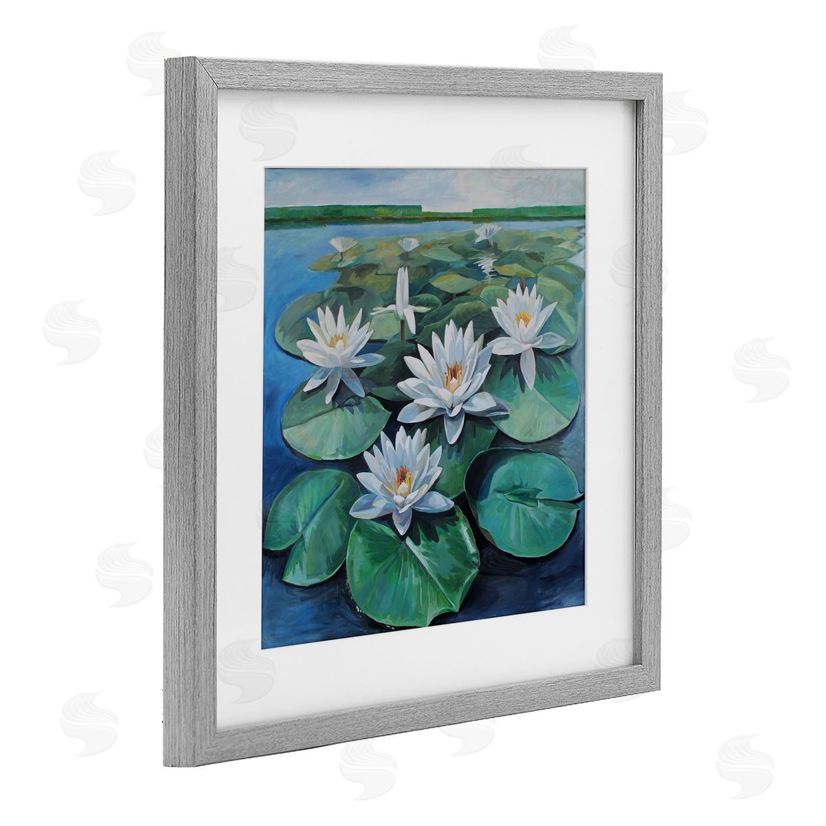 Violeta Vollmer White Pond Lilies Group Canvas Wall Art Print