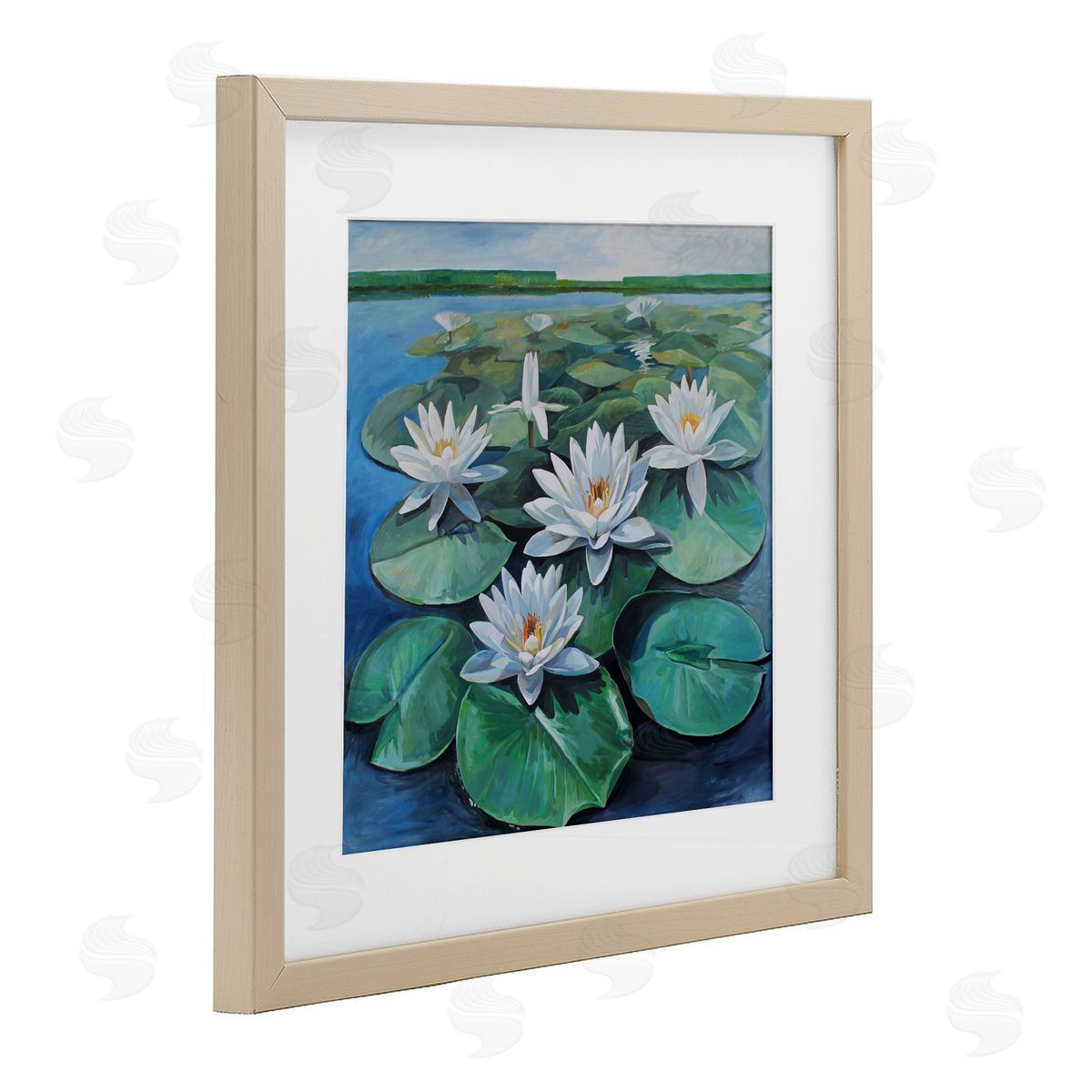 Violeta Vollmer White Pond Lilies Group Canvas Wall Art Print