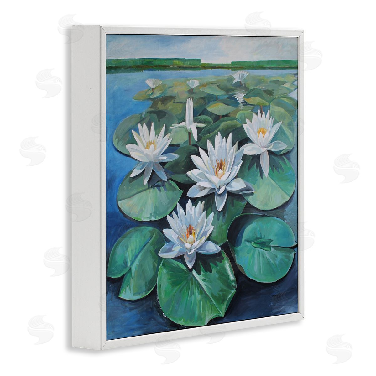 Violeta Vollmer White Pond Lilies Group Canvas Wall Art Print