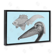 Violeta Vollmer | Pelican & Fish Sketch on Blue