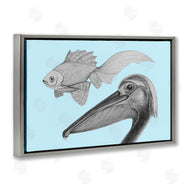 Violeta Vollmer | Pelican & Fish Sketch on Blue