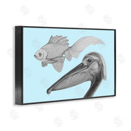Violeta Vollmer | Pelican & Fish Sketch on Blue