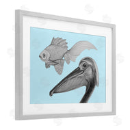 Violeta Vollmer | Pelican & Fish Sketch on Blue