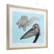 Violeta Vollmer | Pelican & Fish Sketch on Blue