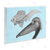 Violeta Vollmer | Pelican & Fish Sketch on Blue