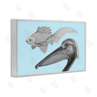 Violeta Vollmer | Pelican & Fish Sketch on Blue