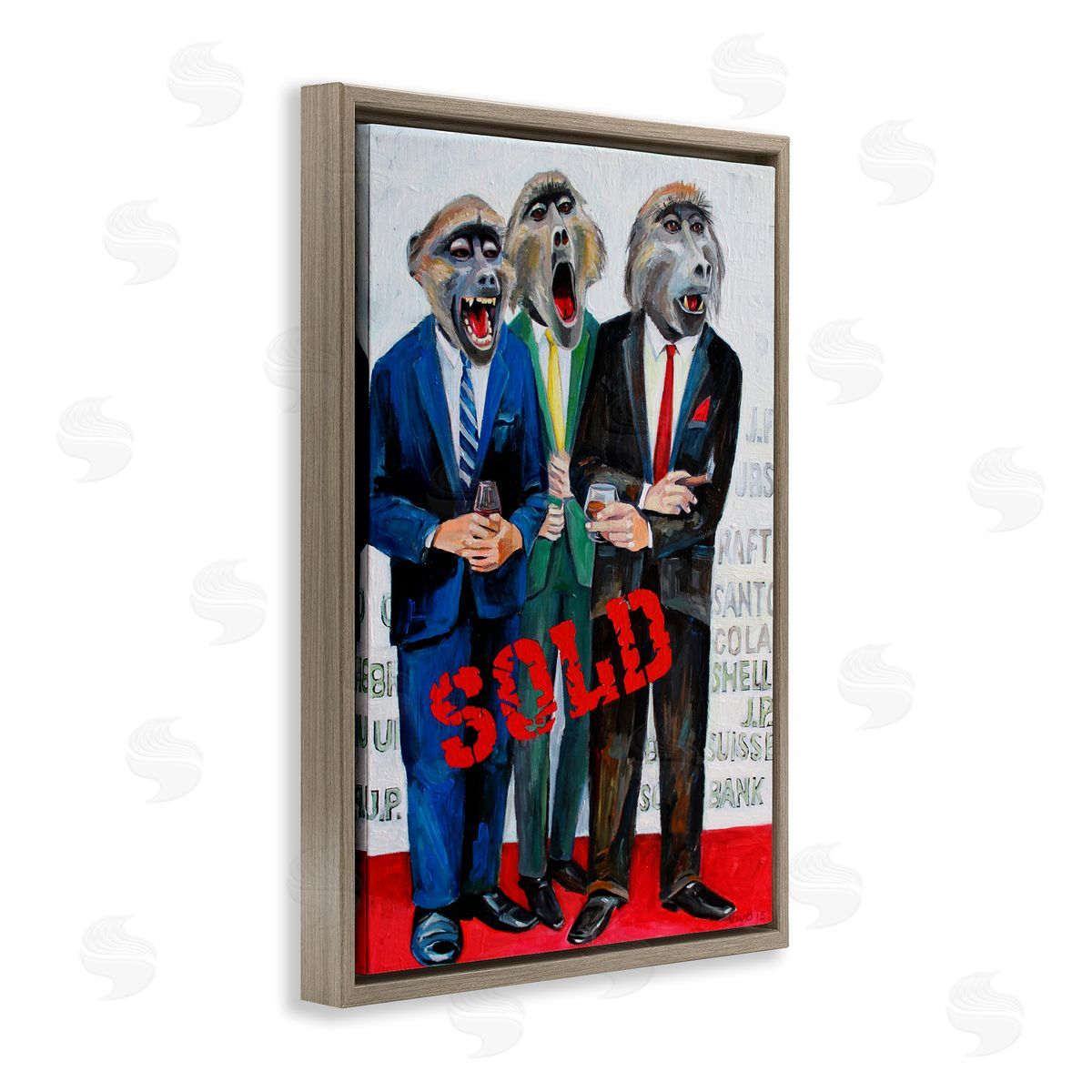 Violeta Vollmer Funny Monkeys with Sold Text Canvas Wall Art Print