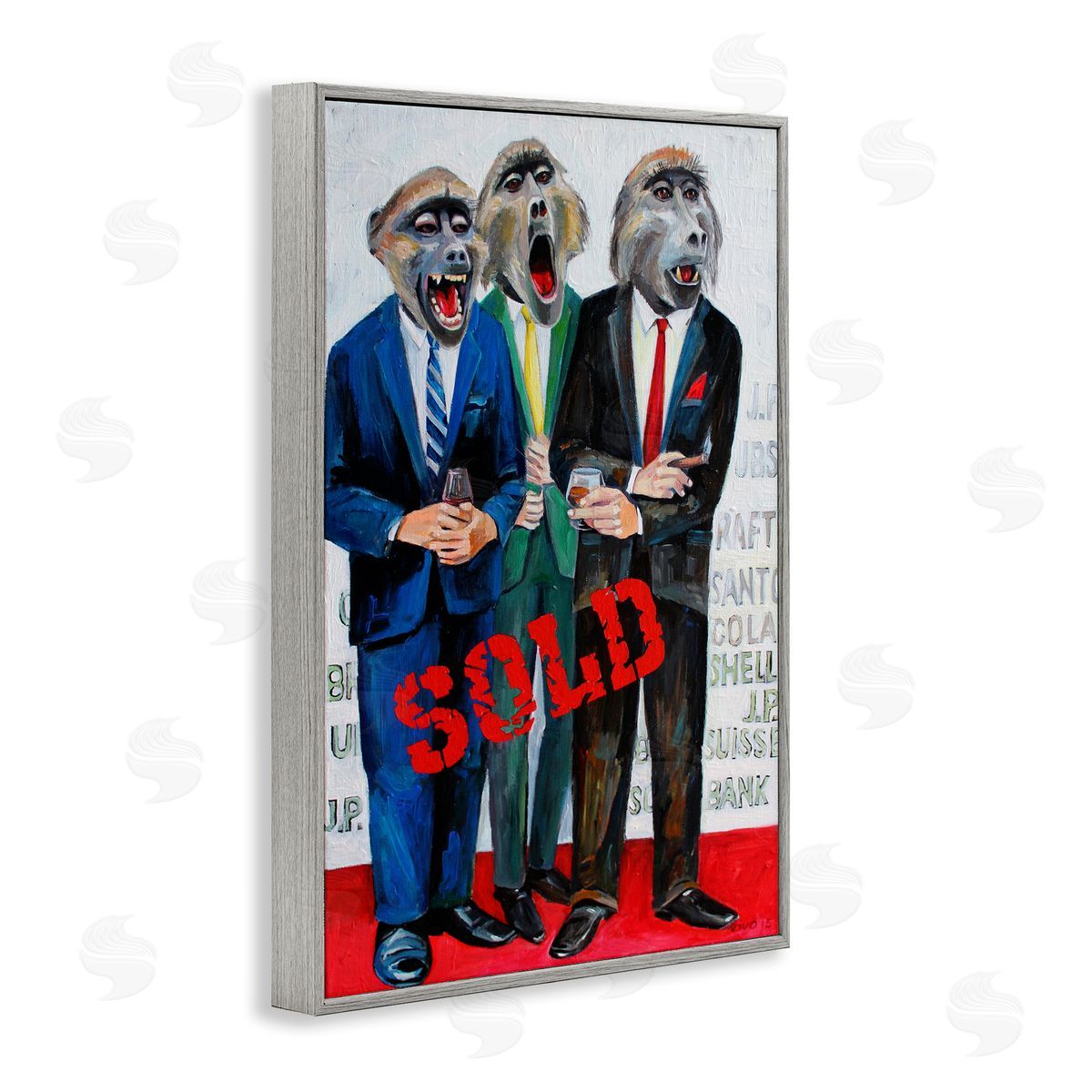 Violeta Vollmer Funny Monkeys with Sold Text Canvas Wall Art Print