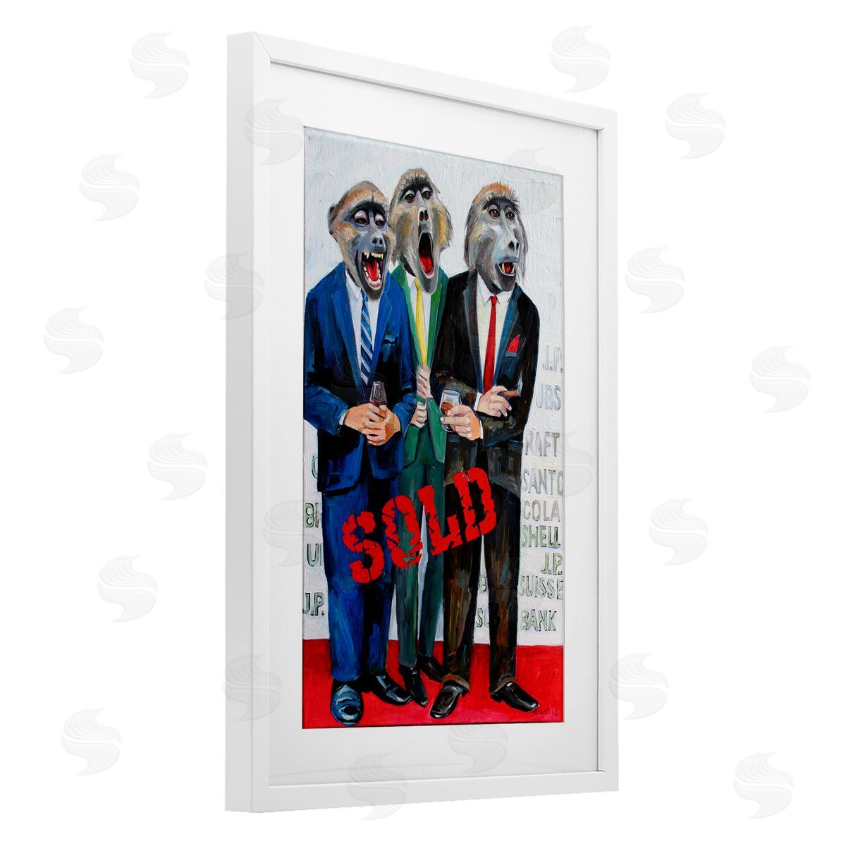 Violeta Vollmer Funny Monkeys with Sold Text Canvas Wall Art Print