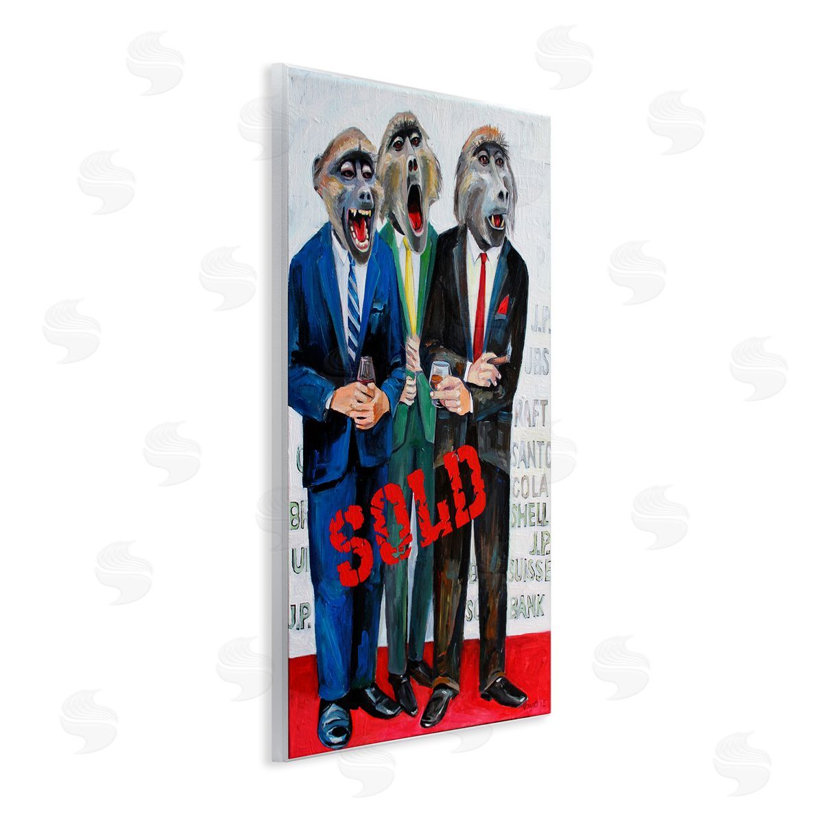 Violeta Vollmer Funny Monkeys with Sold Text Canvas Wall Art Print
