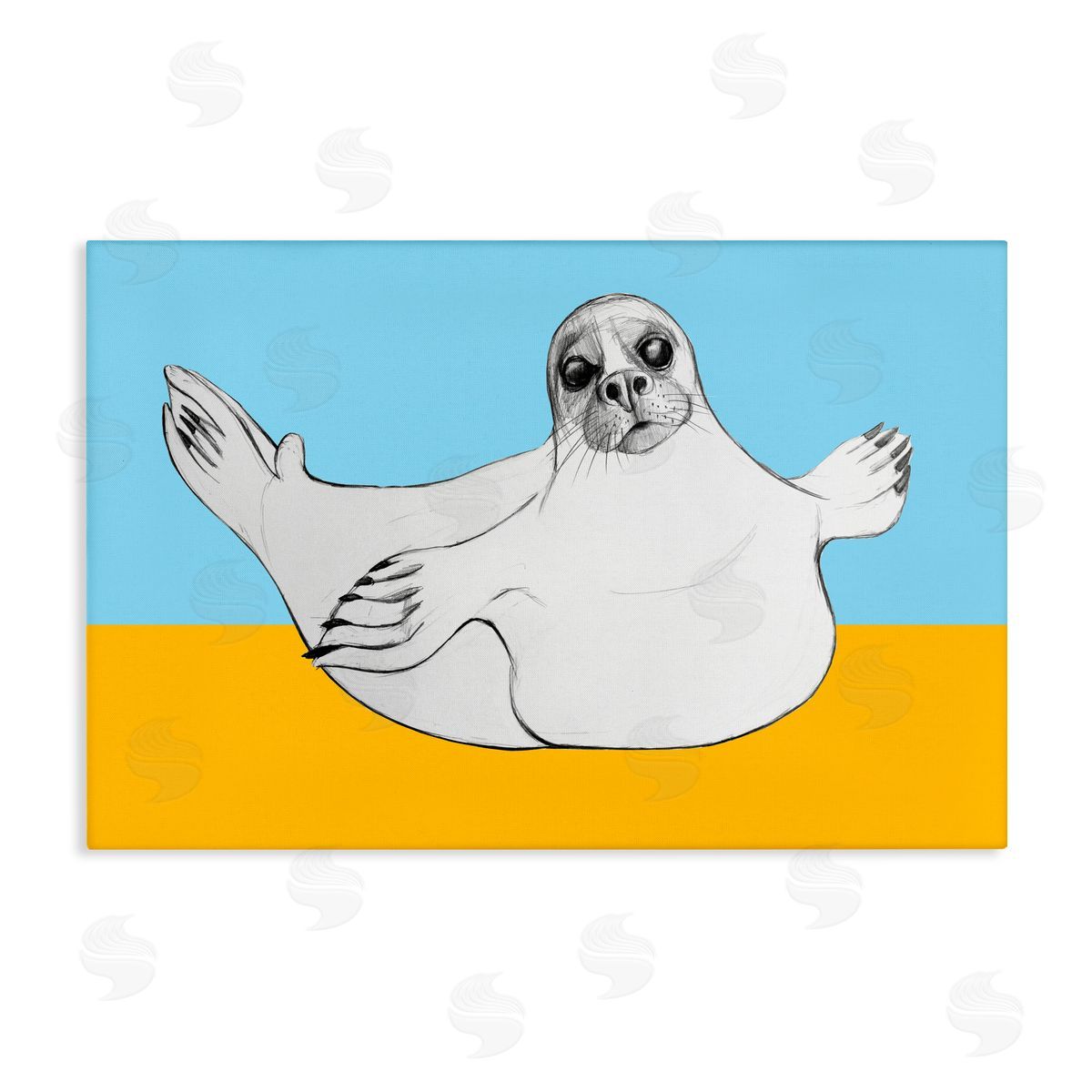 Violeta Vollmer Playful Seal Sketch Canvas Wall Art Print