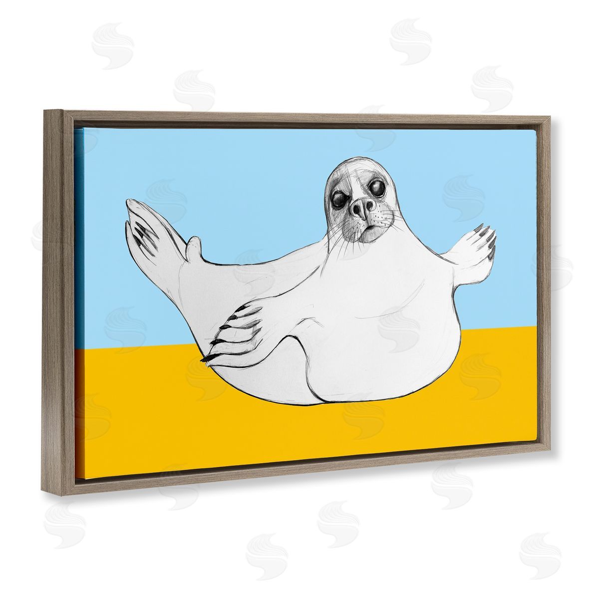 Violeta Vollmer Playful Seal Sketch Canvas Wall Art Print