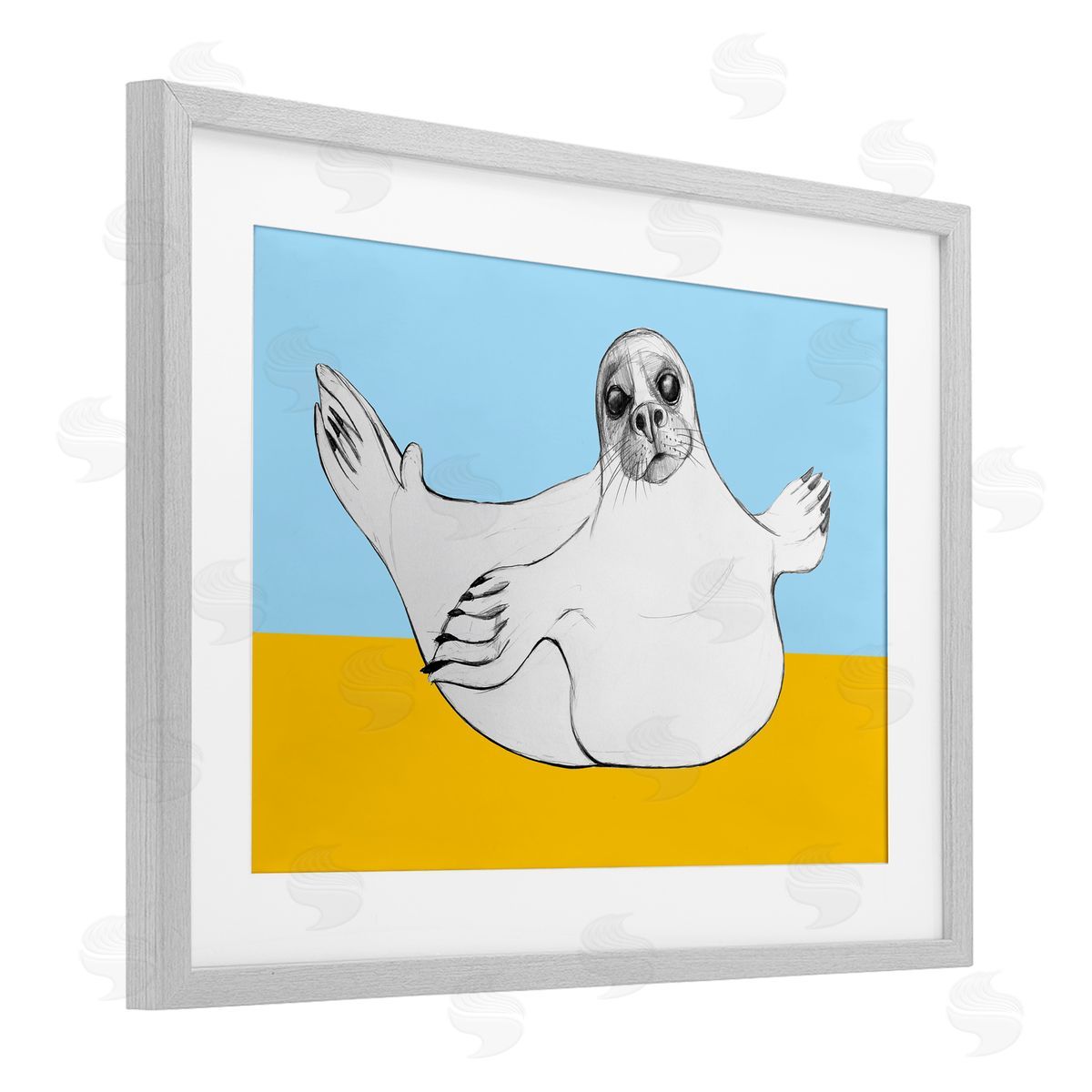 Violeta Vollmer Playful Seal Sketch Canvas Wall Art Print