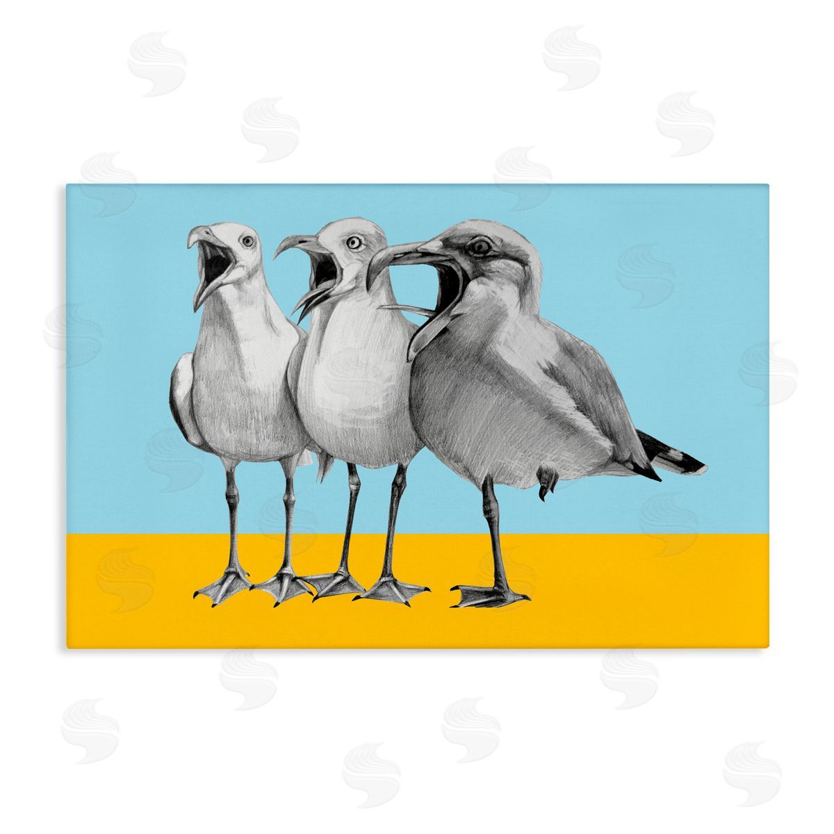 Violeta Vollmer Seagulls with Blocked Hues Canvas Wall Art Print