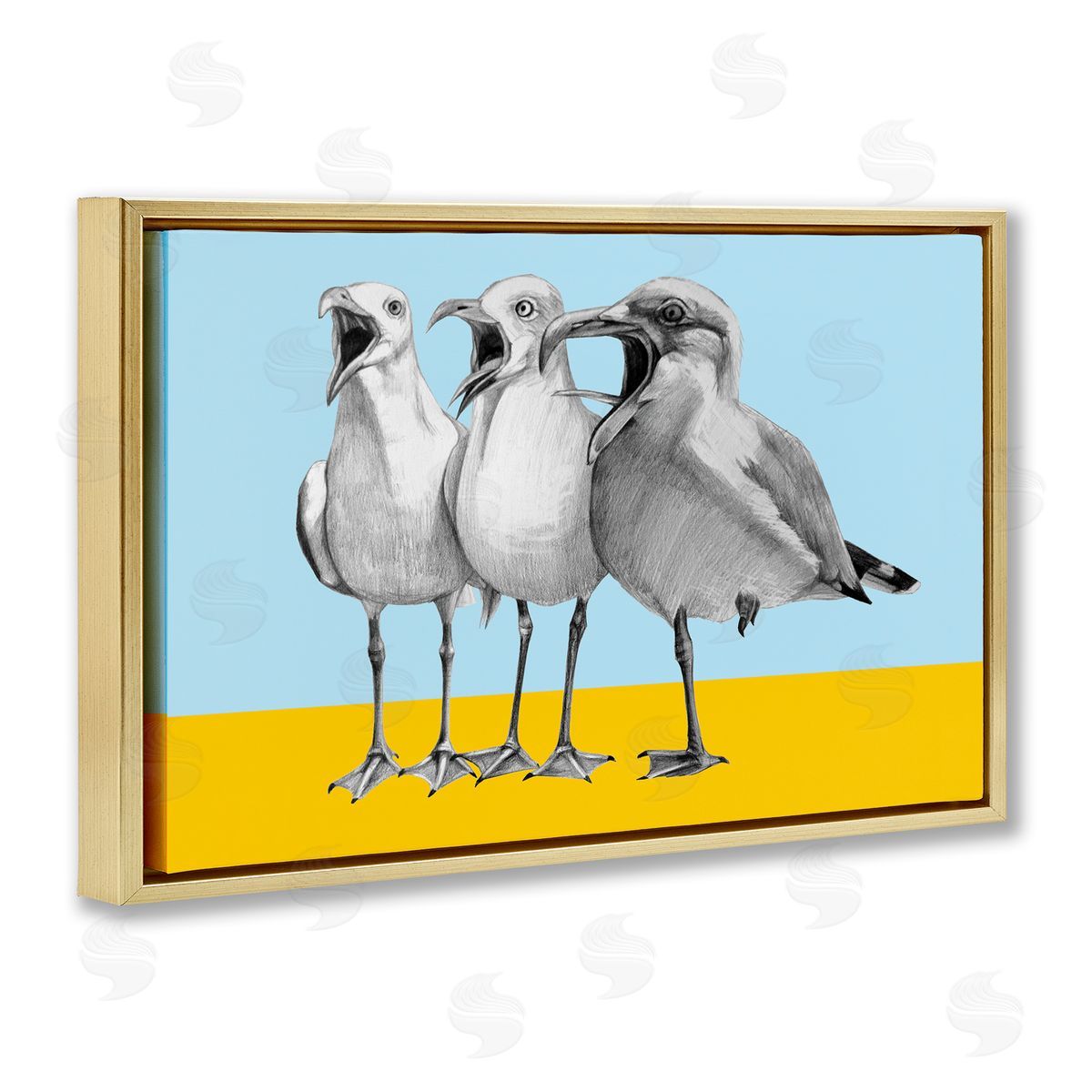 Violeta Vollmer Seagulls with Blocked Hues Canvas Wall Art Print