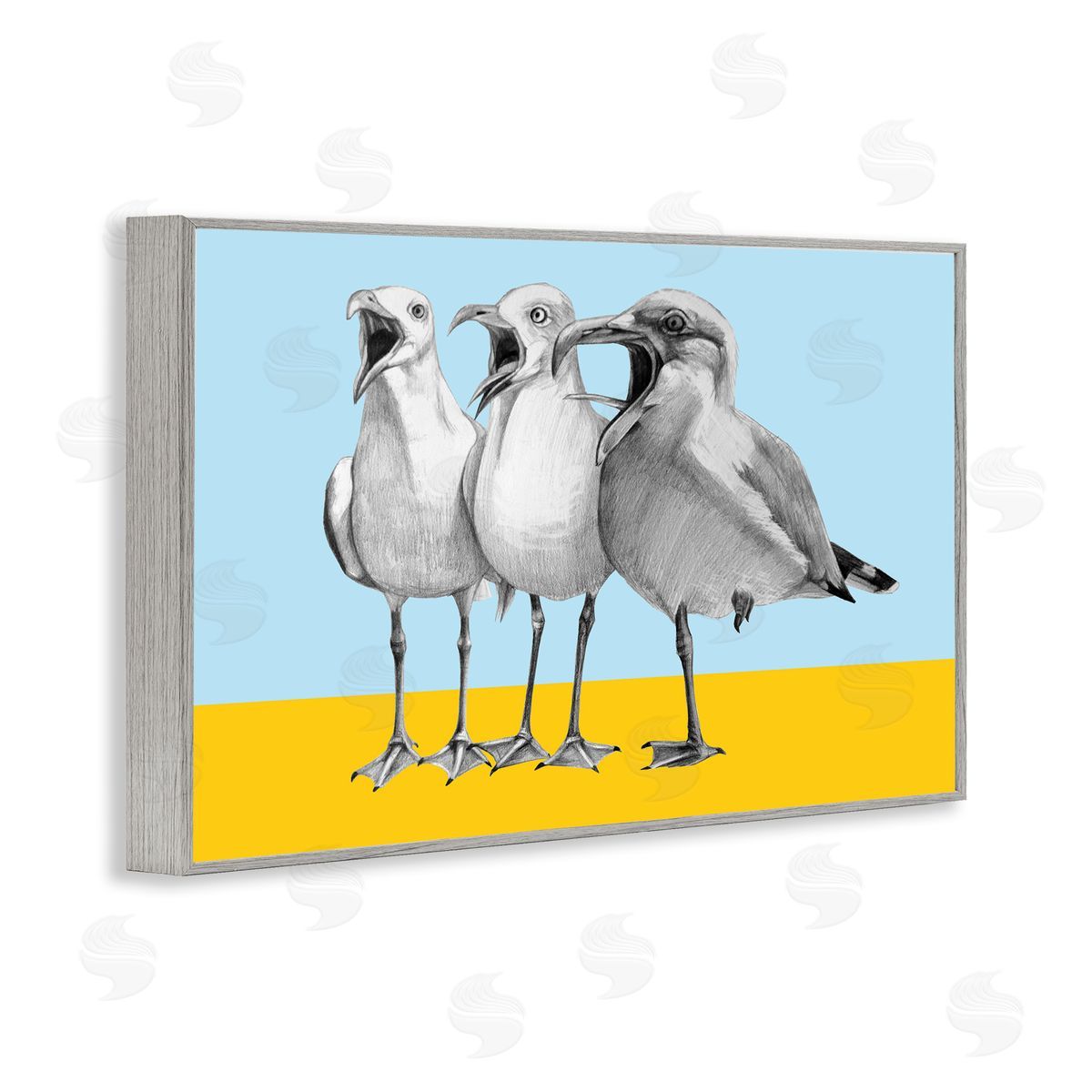 Violeta Vollmer Seagulls with Blocked Hues Canvas Wall Art Print