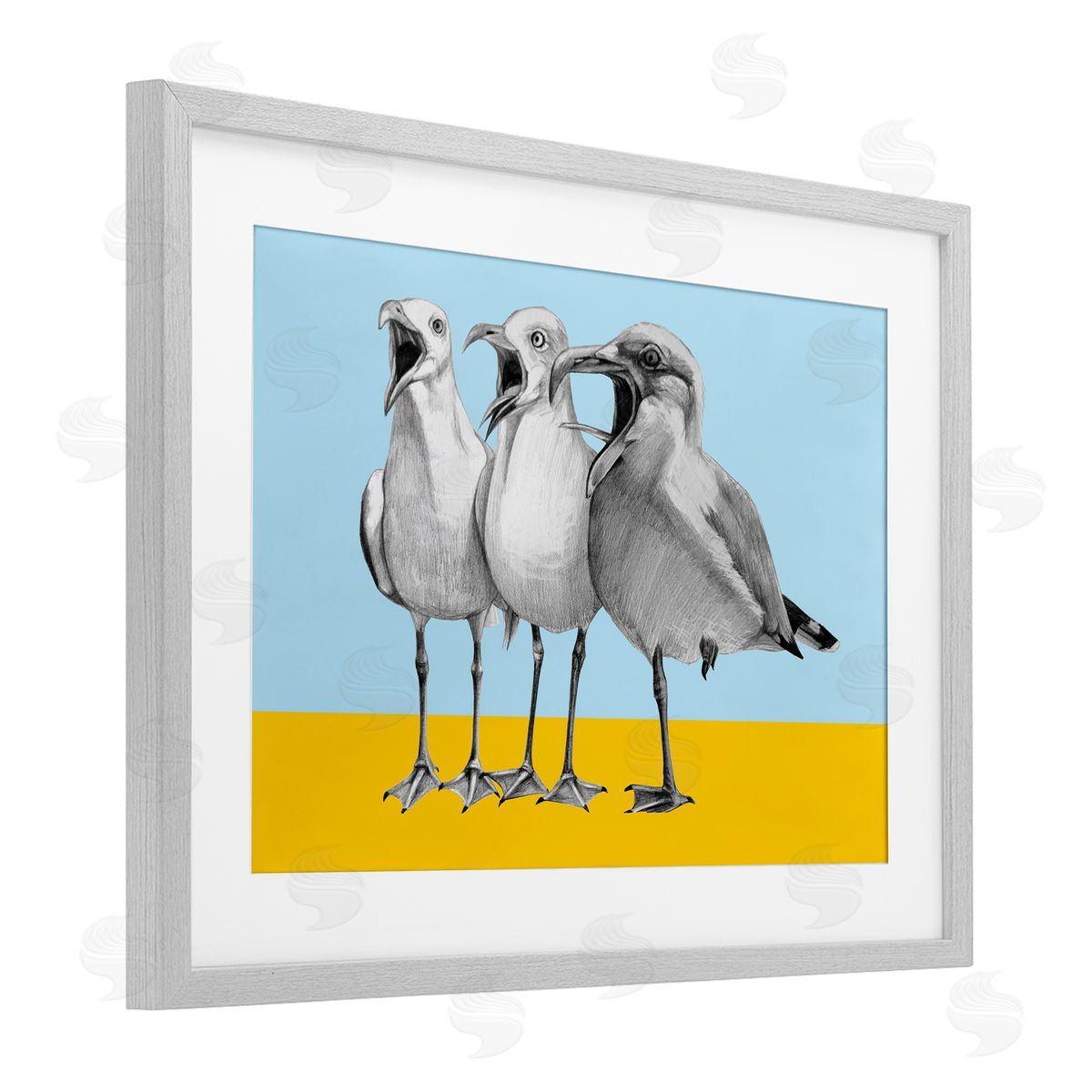 Violeta Vollmer Seagulls with Blocked Hues Canvas Wall Art Print