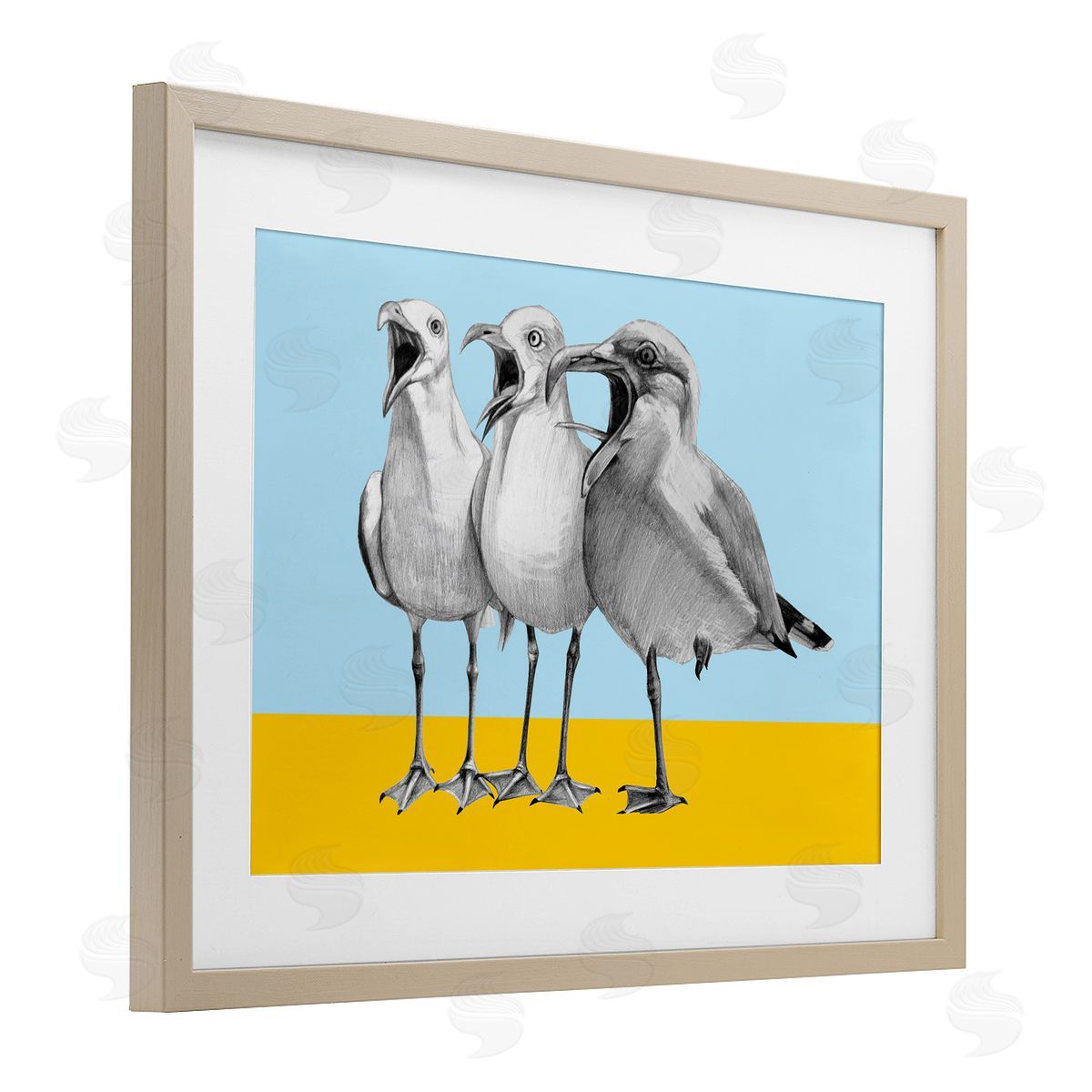 Violeta Vollmer Seagulls with Blocked Hues Canvas Wall Art Print
