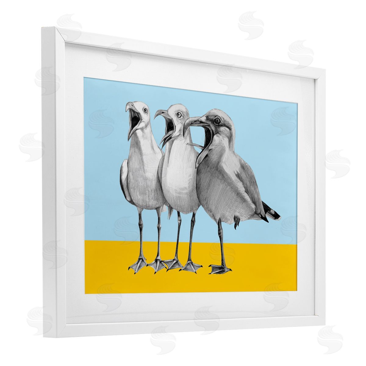 Violeta Vollmer Seagulls with Blocked Hues Canvas Wall Art Print