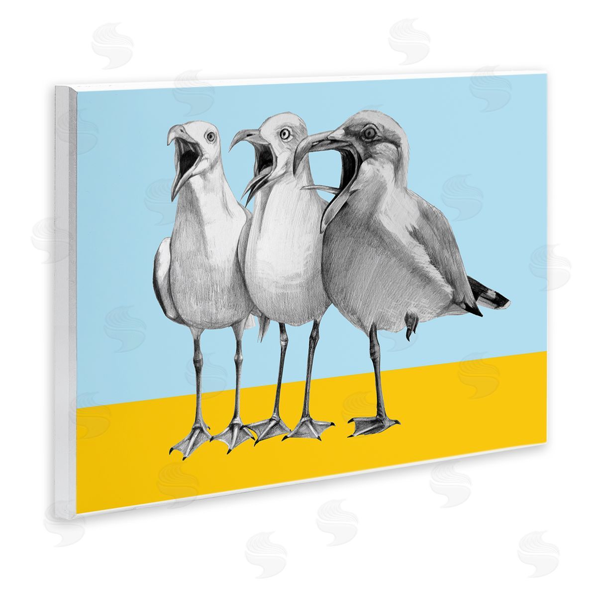 Violeta Vollmer Seagulls with Blocked Hues Canvas Wall Art Print