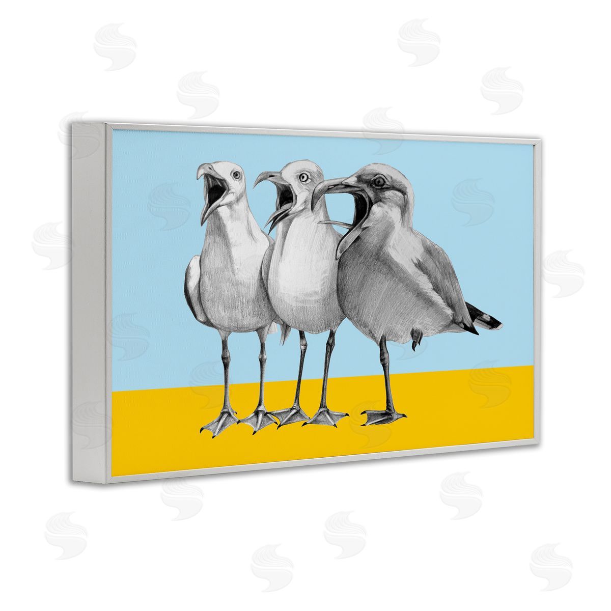 Violeta Vollmer Seagulls with Blocked Hues Canvas Wall Art Print